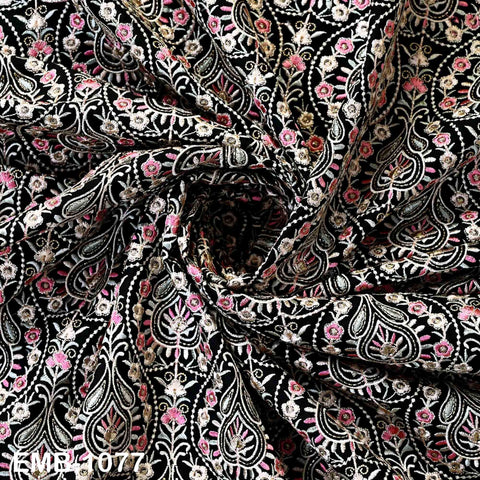 Black Embroidered Fabric by the Yard: Sewing, DIY Crafting Indian Embroidery Wedding Dresses, Costumes, Dolls, Bags, Cushion Covers