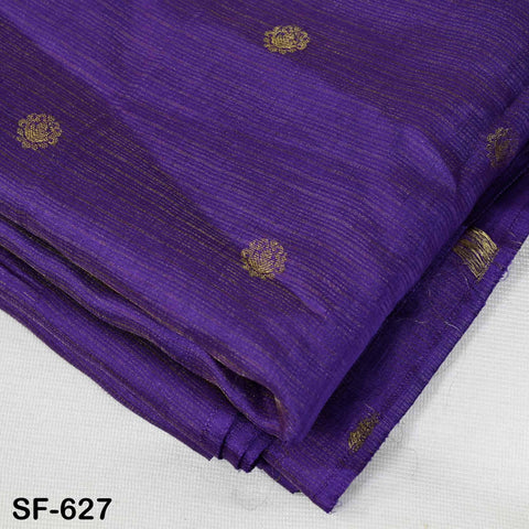 Pure Mysore Silk Fabric by Yard, Purple Gold Zari Buttie Indian Wedding Dress Material