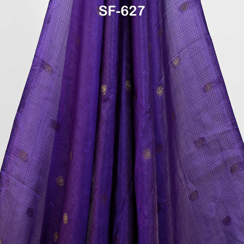 Pure Mysore Silk Fabric by Yard, Purple Gold Zari Buttie Indian Wedding Dress Material
