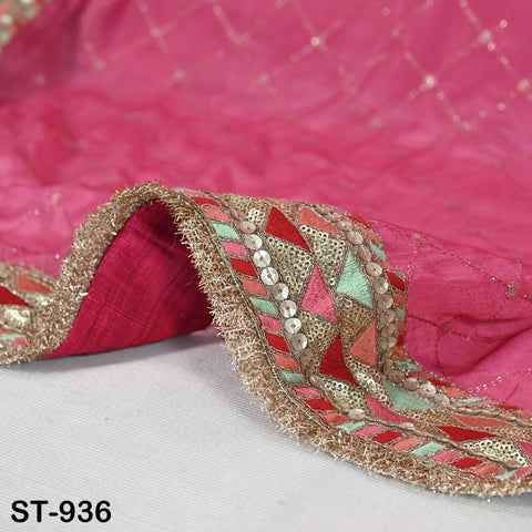 Coral Red Indian Wedding Dupatta Gota Kiran Embroidered Chiffon Long Dupatta Chuni Bridal Veil Lehenga Stole Punjabi Chunni Head Scarf Women