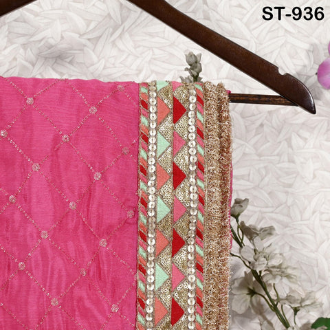 Coral Red Indian Wedding Dupatta Gota Kiran Embroidered Chiffon Long Dupatta Chuni Bridal Veil Lehenga Stole Punjabi Chunni Head Scarf Women
