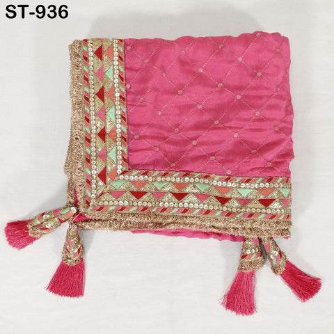 Coral Red Indian Wedding Dupatta Gota Kiran Embroidered Chiffon Long Dupatta Chuni Bridal Veil Lehenga Stole Punjabi Chunni Head Scarf Women