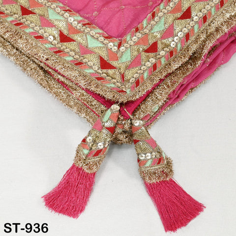 Coral Red Indian Wedding Dupatta Gota Kiran Embroidered Chiffon Long Dupatta Chuni Bridal Veil Lehenga Stole Punjabi Chunni Head Scarf Women