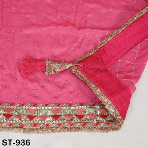 Coral Red Indian Wedding Dupatta Gota Kiran Embroidered Chiffon Long Dupatta Chuni Bridal Veil Lehenga Stole Punjabi Chunni Head Scarf Women