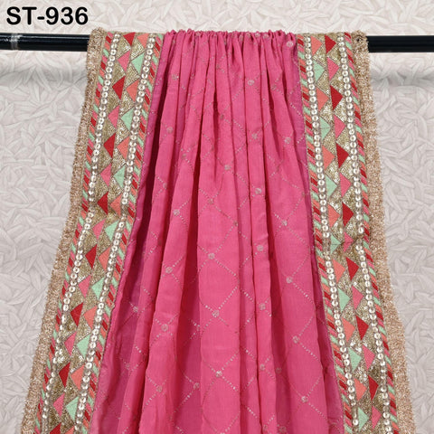 Coral Red Indian Wedding Dupatta Gota Kiran Embroidered Chiffon Long Dupatta Chuni Bridal Veil Lehenga Stole Punjabi Chunni Head Scarf Women