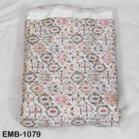 Off White Embroidery Fabric by the yard Sewing DIY Crafting Embroidered Textiles Costumes Regency Reticules Victorian Handbags Junk Journals