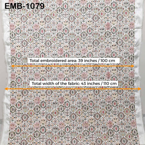 Off White Embroidery Fabric by the yard Sewing DIY Crafting Embroidered Textiles Costumes Regency Reticules Victorian Handbags Junk Journals