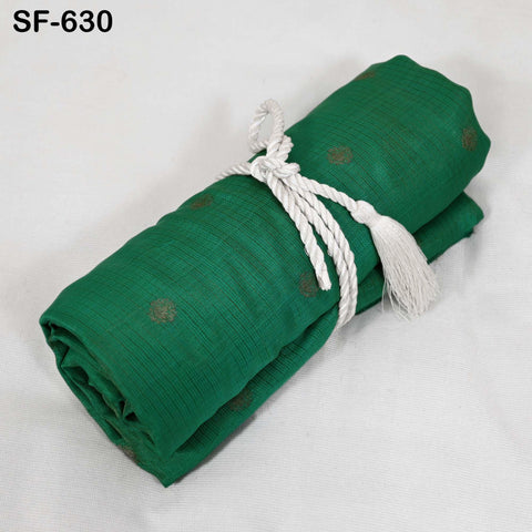 Pure Mysore Silk Fabric by Yard, Green Gold Zari Buttie Indian Wedding Dress Material