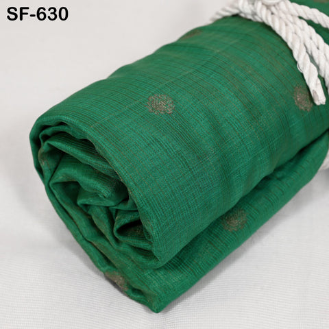 Pure Mysore Silk Fabric by Yard, Green Gold Zari Buttie Indian Wedding Dress Material