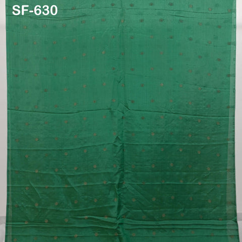 Pure Mysore Silk Fabric by Yard, Green Gold Zari Buttie Indian Wedding Dress Material