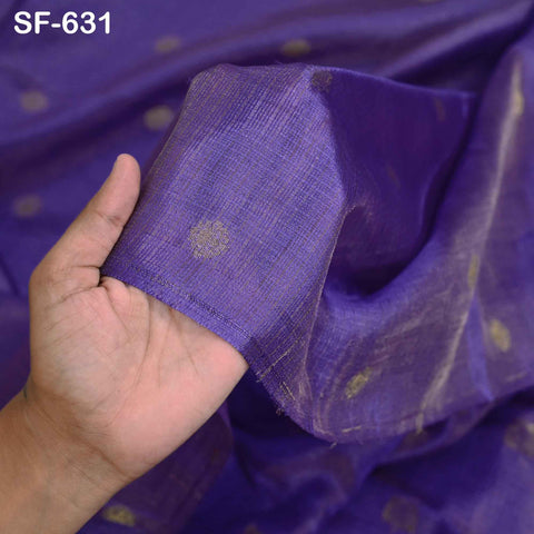 Pure Mysore Silk Fabric by Yard, Light Purple Gold Zari Buttie Indian Wedding Dress Material
