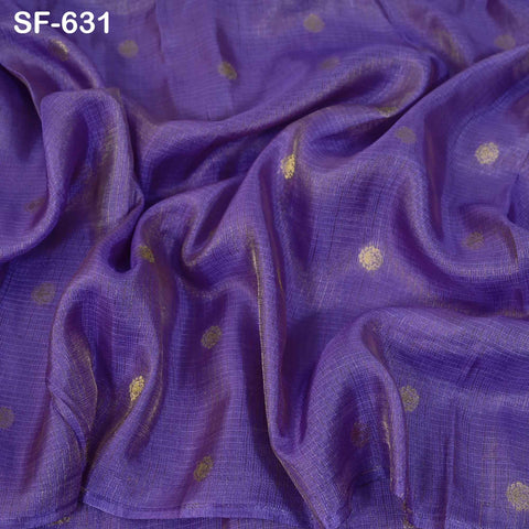 Pure Mysore Silk Fabric by Yard, Light Purple Gold Zari Buttie Indian Wedding Dress Material