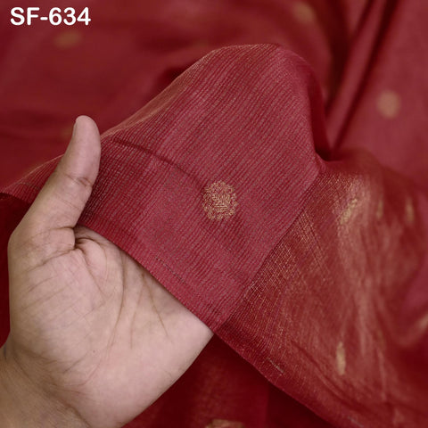 Pure Mysore Silk Fabric by Yard, Yellow Gold Zari Buttie Indian Wedding Dress Material
