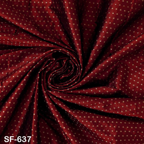 Pure Silk Brocade Fabric by Yard, Maroon Gold Zari Border, Wedding Costume Home Decor