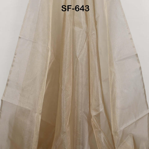 Gold Zari Tissue Organza Fabric by the Yard: Indian Saree, Dupatta, Wedding Lehenga, Sari, Clothing, Party Dresses, Crafting, Sewing
