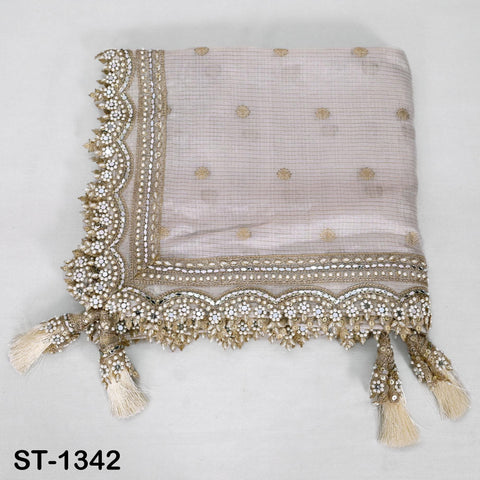 Royal Pure Silk Kota Check Tissue Zari Silk Dupatta, Handcrafted Indian Kota Doria Bridal Veil Scarf Gift