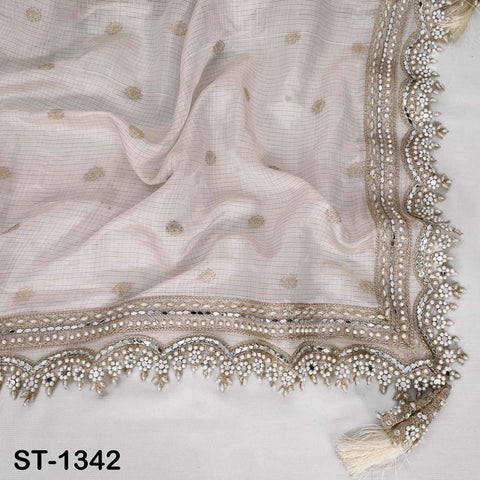 Royal Pure Silk Kota Check Tissue Zari Silk Dupatta, Handcrafted Indian Kota Doria Bridal Veil Scarf Gift