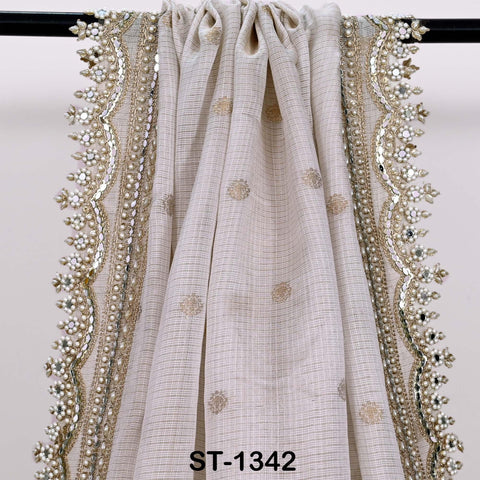 Royal Pure Silk Kota Check Tissue Zari Silk Dupatta, Handcrafted Indian Kota Doria Bridal Veil Scarf Gift