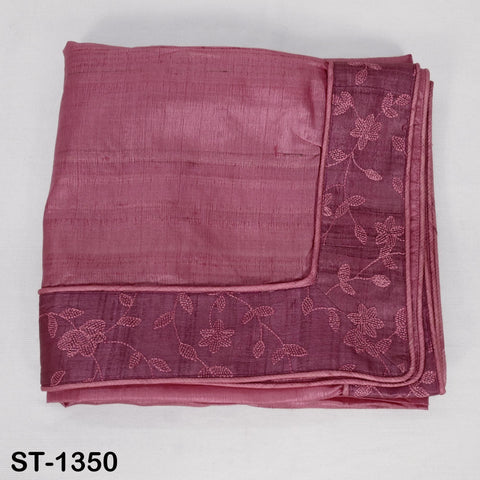 Embroidered Tussar Silk Dupatta, Handcrafted Indian Bridal Veil Scarf Gift