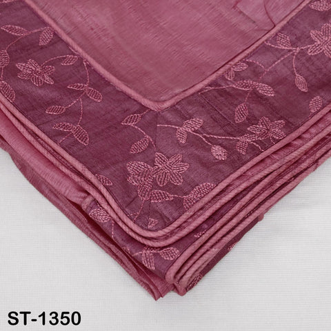 Embroidered Tussar Silk Dupatta, Handcrafted Indian Bridal Veil Scarf Gift