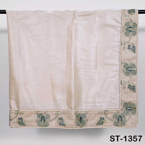 Embroidered Tussar Silk Dupatta, Handcrafted Indian Bridal Veil Scarf Gift