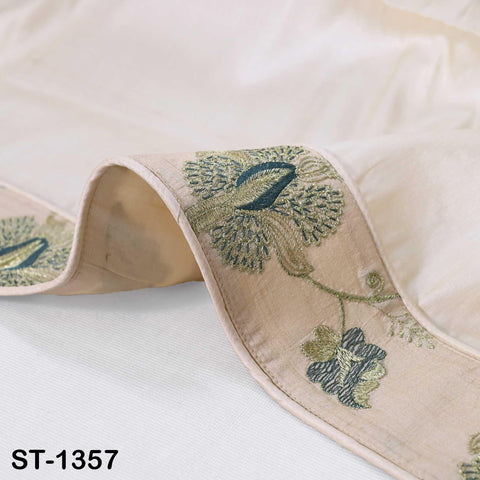 Embroidered Tussar Silk Dupatta, Handcrafted Indian Bridal Veil Scarf Gift