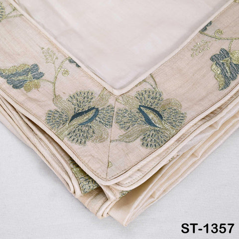 Embroidered Tussar Silk Dupatta, Handcrafted Indian Bridal Veil Scarf Gift