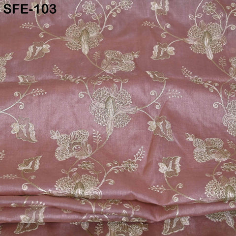 Salmon Pink Pure Tussar Silk Embroidered Fabric Indian Embroidery Raw Silk Wild Natural Handmade Fabric Peace Silk Tussah Dress Material