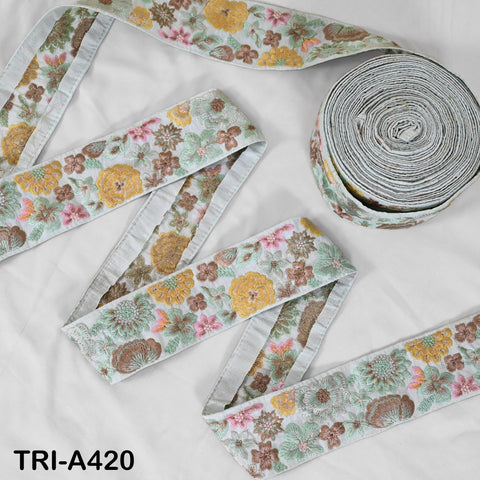 1 Meter Indian Embroidered Fabric 5 Cm Trim Saree Sewing Crafting Embellishment Embroidery Border Wedding Dress Trimmings Cushion Covers