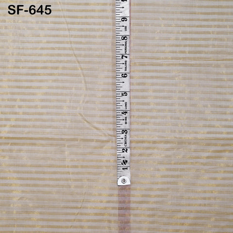Pure Silk Organza Fabric Jari Strips, Gold and White (44" Width)