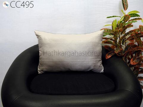 Ivory Dupioni Pure Silk Pillowcase | Rectangle Handmade Lumbar | Throw Pillow | Home Decor Silk Cushion Cover | HouseWarming Gift Her / Him