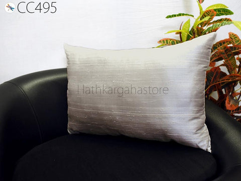 Ivory Dupioni Pure Silk Pillowcase | Rectangle Handmade Lumbar | Throw Pillow | Home Decor Silk Cushion Cover | HouseWarming Gift Her / Him