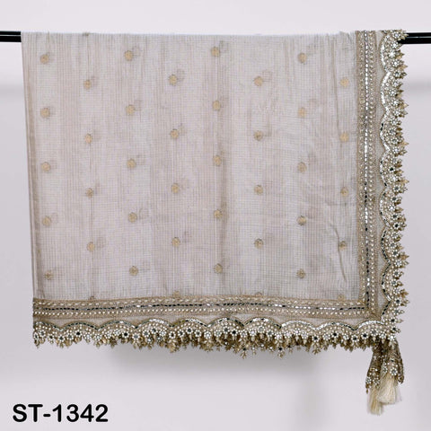Royal Pure Silk Kota Check Tissue Zari Silk Dupatta, Handcrafted Indian Kota Doria Bridal Veil Scarf Gift