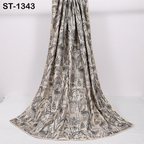 Embroidered Pure Munga Silk Dupatta, Handcrafted Indian Bridal Veil Scarf Gift