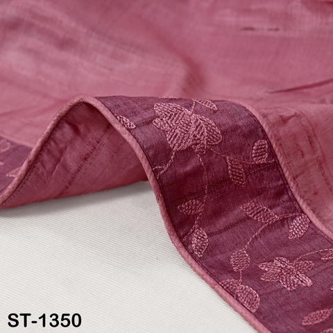 Embroidered Tussar Silk Dupatta, Handcrafted Indian Bridal Veil Scarf Gift