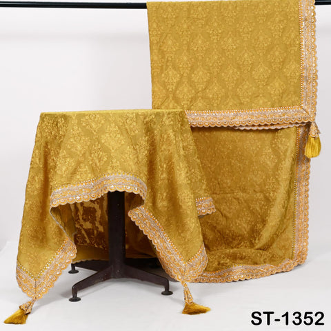 Mustard Yellow Embroidery Dupatta with Gold Sequins, Bridal Wedding Stole, 2.5 Yards
