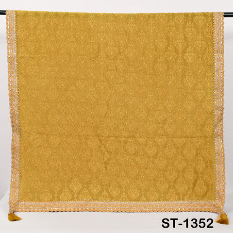 Mustard Yellow Embroidery Dupatta with Gold Sequins, Bridal Wedding Stole, 2.5 Yards