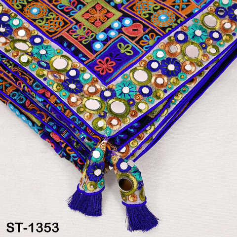 Embroidered Georgette Dupatta with Mirror Work Border, Floral Design Chunni