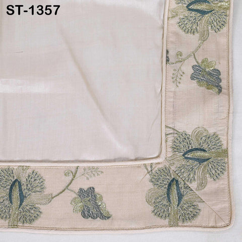 Embroidered Tussar Silk Dupatta, Handcrafted Indian Bridal Veil Scarf Gift