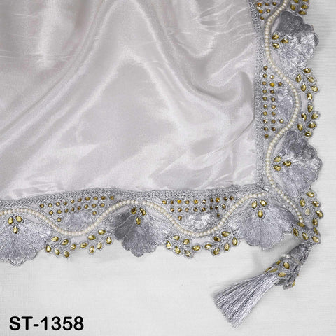 Silver Zari Tissue Dupatta, Sequin Embroidered Wedding Scarf, Bridal Lehenga Accessory