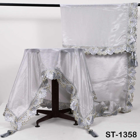 Silver Zari Tissue Dupatta, Sequin Embroidered Wedding Scarf, Bridal Lehenga Accessory