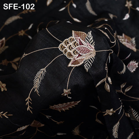 Pure Tussar Silk Embroidery Fabric by the yard Indian Embroidered Raw Silk Wild Natural Handmade Peace Silk Tussah Dresses Material Costumes