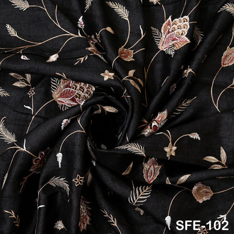 Pure Tussar Silk Embroidery Fabric by the yard Indian Embroidered Raw Silk Wild Natural Handmade Peace Silk Tussah Dresses Material Costumes