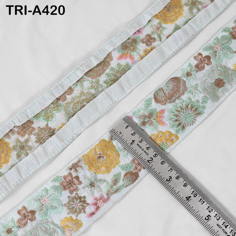 1 Meter Indian Embroidered Fabric 5 Cm Trim Saree Sewing Crafting Embellishment Embroidery Border Wedding Dress Trimmings Cushion Covers