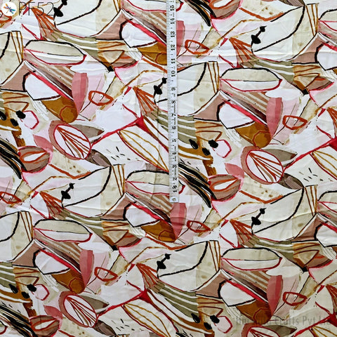 The image is a collage of abstract patterns and shapes in various colors, including shades of pink, brown, and white. The patterns are arranged in a visually striking and dynamic manner, creating a sense of movement and energy. The image does not contain any text or specific objects, and the focus is on the abstract design elements.