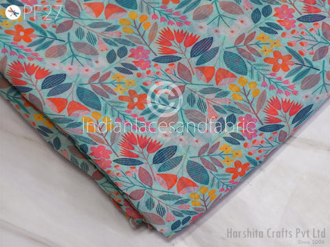 Printed Georgette Fabric By Yard Indian for Soft Flowy Floral Summer Dress Shirt Comfortable Clothing Party Costumes Drapery Sewing Crafting