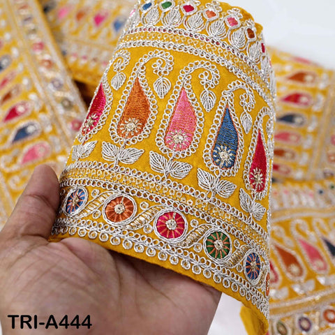 Embroidered Zari Sequin Sari Border Trim: Bottle Green Indian Craft Ribbon (1 meter) 6 inches wide