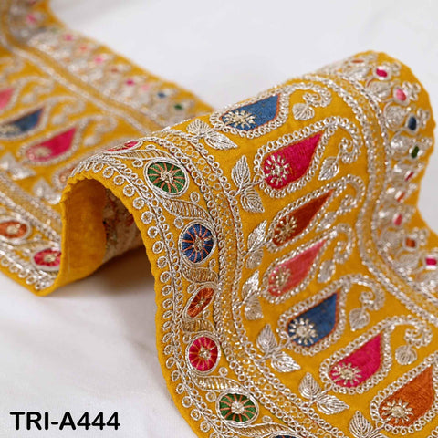 Embroidered Zari Sequin Sari Border Trim: Bottle Green Indian Craft Ribbon (1 meter) 6 inches wide