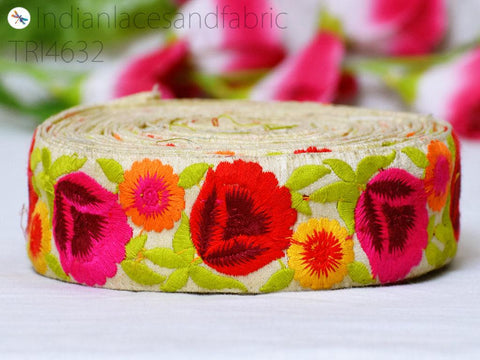 9 Yard Red 4CM Decorative Embellishments Border Indian Embroidery Sarees Lace Crafting Sewing Tape Costumes Trim Wedding wear dresses Ribbon