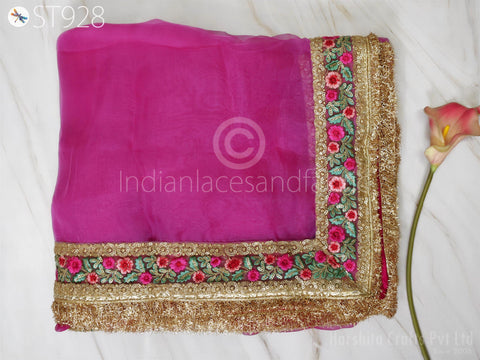 Silk Organza Gota Dupatta Light Weight Indian Bridal Wedding lehenga Ombre Chunni Veil Sequin Scarf Crafting Dress Costumes Gift for Her